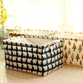 Cotton and linen printed storage baskets Laundry baskets Cr