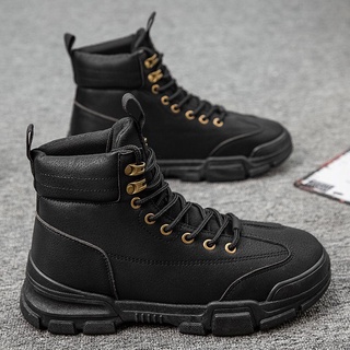 ♗۞✿Martin Boots Men S 2021 New Autumn And Winter High-Top Tooling Shoes Trend Wild High-Waist Shoes Leather Boots Short BootsMartin boots men