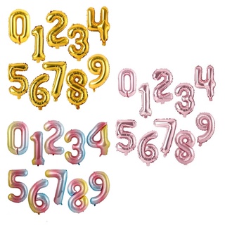 32inch Number 0-9 Gold Pink Rainbow Foil Balloon Birthday Party Supplies