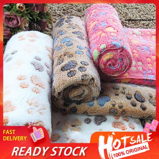 【Ready Stock】Cute Paw Print Soft Coral Velvet Cat Dog Puppy Blanket Warm Bed Cover Mat Gift