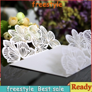 freestyle 10pcs Elegant Flower Laser Cut Hollow Wedding Party Invitations Cards Kits