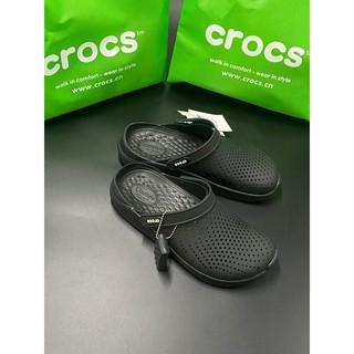 Crocs Lite Ride Clogs All black for men and women with ecobag