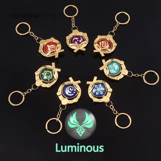 Anime Genshin Impact luminous Keychain Element Vision God's Eye Mondstadt Liyue Snezhnaya Inazuma Accessories Bag Pendant