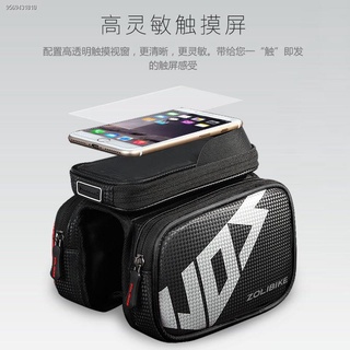 Neutral bicycle bag touch screen saddle bag mountain bike front beam bag mobile phone tube bag ridin (3)