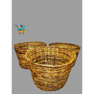 26cm Nito Waste Hamper Planter Trash Bin Multipurpose Basket Woven Wicker Native Handicraft