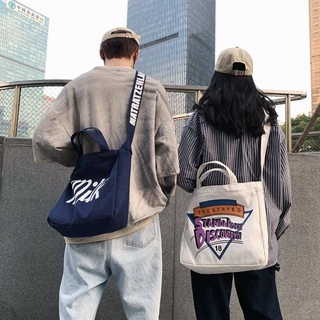 Canvas Bag Men's shoulder bag Korean style bag male student shoulder bag large capacity Harajuku sty
