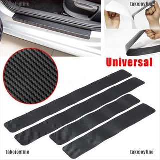 [takejoyfine] 4PCS Car Door Sill Scuff Carbon Fiber Stickers Welcome Pedal Protect Accessories