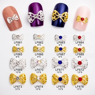 Japanese Style Manicure Diamond Jewelry Alloy Nail Decoration Hollow Diamond-Studded Large Size Bow High Arc Patch Material