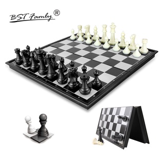 BSTFAMLY HIPS Plastic Chess Set Chessman International Chess Game Folding Checkerboard Magnetic