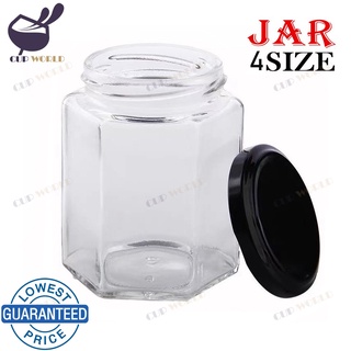 Hexagon Clear Glass Jar Bottle Empty Jar 45ml, 70ml, 85ml, 100ml