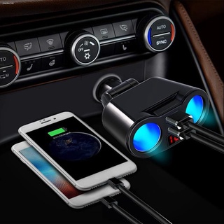 ▨✆❣Car Charger Dual USB & Cigarette Lighter Interface LED Voltage Display 5V 3.1A High Power Chargin