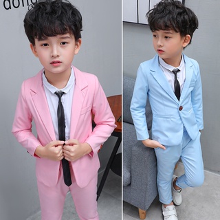 ✌Children Fomal Suits Set 2020 Spring Autumn Boys Slim Blazer Pants Dress Clothes Set Baby Kids Perf
