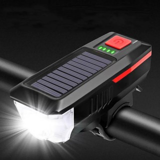 Solar rechargeable bicycle torch waterproof powerful light with 5 modes horn