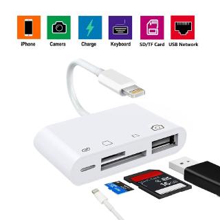 {QU} 4 In 1 Lightning To TF SD Card Reader Camera USB Adapter for IPhone IPad Pro NEW