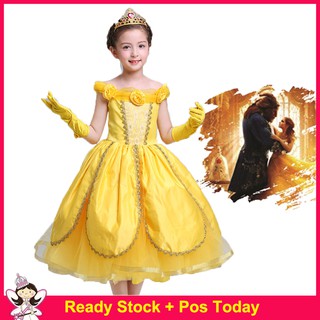 Girl Belle Dress Summer Beauty and The Beast Party Cosplay Costume Kids Wedding Fancy Dress (1)