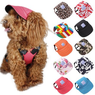 Summer Hat Ear Holes Canvas Baseball Cap For Small Pet Dog