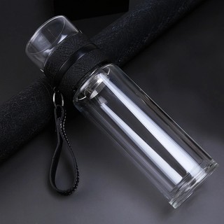 High Borosilicate Double Wall Glass Tumbler with Tea Infuser Bottle Water Mug Cup with Tea Infuser