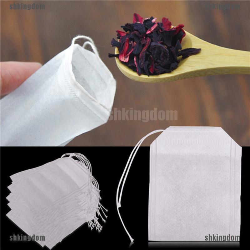 SHKING 100pcs Empty Teabags String Heat Seal Filter Paper Herb Loose Tea Bag 5.5 x 7cm