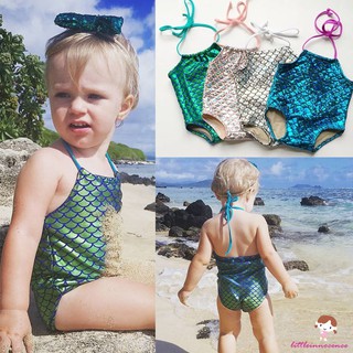 .1E-Baby Girl Kids Mermaid Bikini Swimwuit Swimwear Bathing (1)