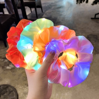 Creative Luminous Large Intestine Hair Ring / Elastic Stain Hair Scrunchie / Korean Simple LED Rubber Band