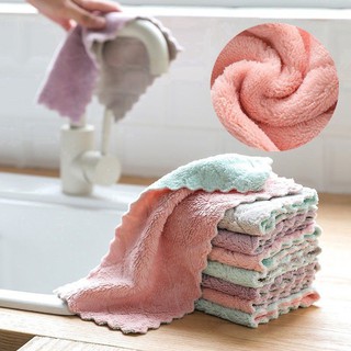 Super Absorbent Microfiber Kitchen DishCloth Non-Stick Oil Coral Fleece Towel Dishwashing Rag Household Cleaning Cloth