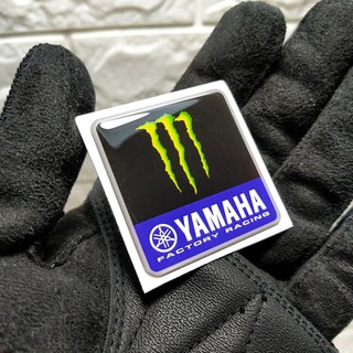 Yamaha Factory Racing with Monster Logo 4.8x4.5cm 3D Design Weatherproof Vinyl Resin Sticker for Motorcycle Accessories