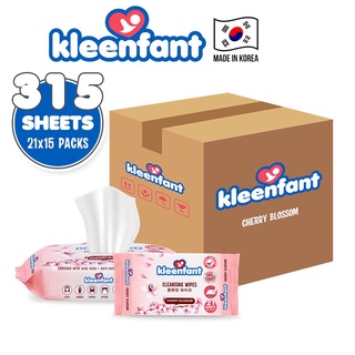 Kleenfant Cherry Blossom Scent Cleansing Wipes 21 sheets Pack of 15 korean wet wipes alcohol freeHig
