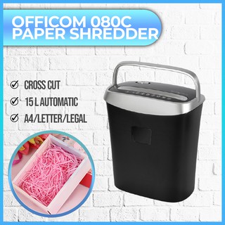 Officom 080C Paper Shredder 15 L Automatic Shredder 8 Sheets Cross Cut A4/Letter/Legal