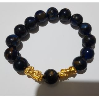 24k Hongkong Gold Piyao w/blue sapphire beads pawnable