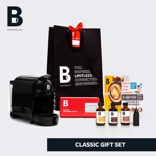 B Coffee Co. Classic Gift Set - Machine, Discovery Box, Syrups, Recipes, Stickers, Gift Bag+Tag