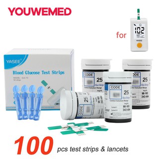 Safety . healthBlood Glucose Test Strips 100pcs Test Strips and Free 100 Lancets Kit for Yasse GLM-7
