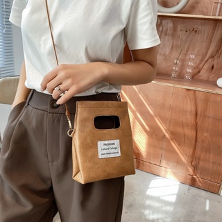 Korean Fashion Sling Bag Retro PU Leather Mini Tote Women Shoulder Bag Small Crossbody Bag