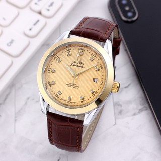 Omega hippocampus series automatic mechanical watch leather strap with ten pairs of butterfly buckle