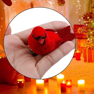 10PCS Holiday Party Embellishment Decoration Christmas Artificial Red Bird Pendant Christmas Tree Accessories