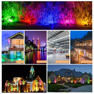 【Ready Stock】RGB LED Spotlight 50W 100W 150W RGB / White / Warm White disco lights LED FloodLight with 24Key IR Remote IP66 Waterproof Outdoor Landscape Lighting (9)