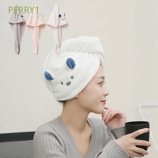 №❶PERRY1 Cute Hair Drying Towel Ultra-Absorbent Shower Cap Shower Turban Bathing Supplies Bathroom H