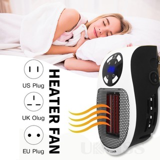 Portable Electric Heater 500W Safe Quiet Ceramic Fan Heater Plug In Air Warmer Wall-mounted Led Heat