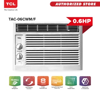 TCL 0.6 hp Aircon Window-type Air Conditioner, Fast Cooling, Auto Protection, Easy Clean TAC-06CWM/F