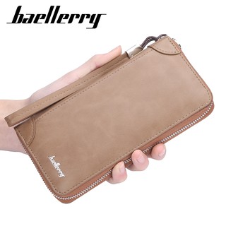 Baellerry Men PU Leather Functional Long Wallet Vintage Purse Male Money Pocket Pochette Clutch Bag