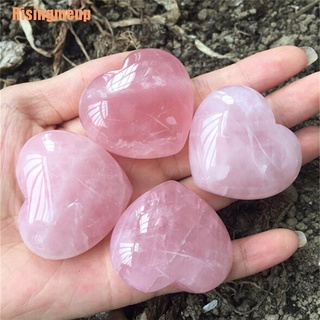 Risingmeup（~） 1Pc New Quartz Heart Shaped Pink Crystal Love Healing Gemstones Collection