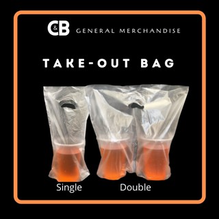 Takeout Plastic Bag for Milktea Single/Double Plastic Carrier - Take Out Bag 100pcs per pack