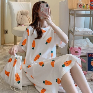 Korean style pajamas nightdress short sleeve summer home service suit