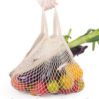 Cotton Outdoor Reusable Fruit Net Pocket Handbag Large Capacity Shopping Portable Net Bag