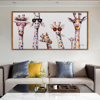 【Selected recommendation】Five giraffes watercolor oil painting canvas painting decorative painting hot sale living room bedroom decorative painting
