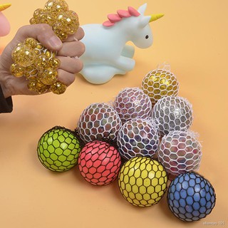 ►✙Anti Stress Fidget Toys Squishy Toys Reliever Mesh Luminous Grape Ball Autism Mood Squeeze Relief
