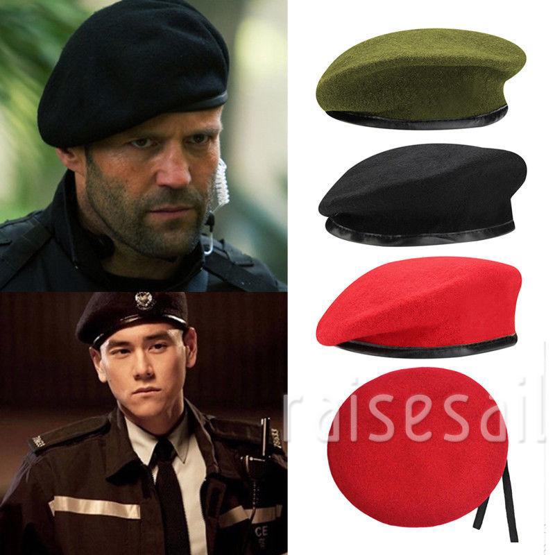Rs♪-Unisex Military Army Soldier Hat Men Women Wool Beret