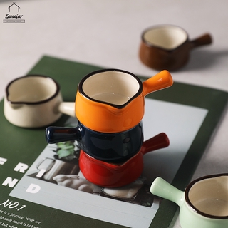 Sweejar 1PC Ceramic Mini Milk Jug with Handle Maple Sugar Cream Dispenser Cup Bowl Coffee Accessories