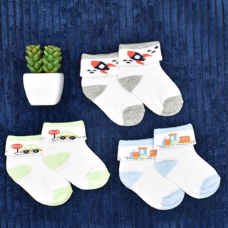 Luvaby - Cute Newborn Cotton Socks Grey, Green, Blue 0-12 months Kids Infant Booties 1pair 0-1Yr (2)