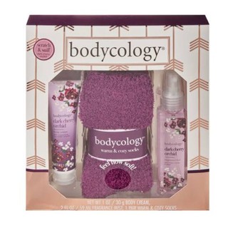 Mom & Baby○┇ↂ‼️ NEW ‼️ Bodycology DARK CHERRY ORCHID/CHERRY BLOSSOM Gift Set with Warm Socks, 3 Piec