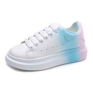 ✈☇♘McQueen White Shoes Fall 2021 New White Shoes Gradient Rainbow Fashion Women s Shoes Increased Li (5)